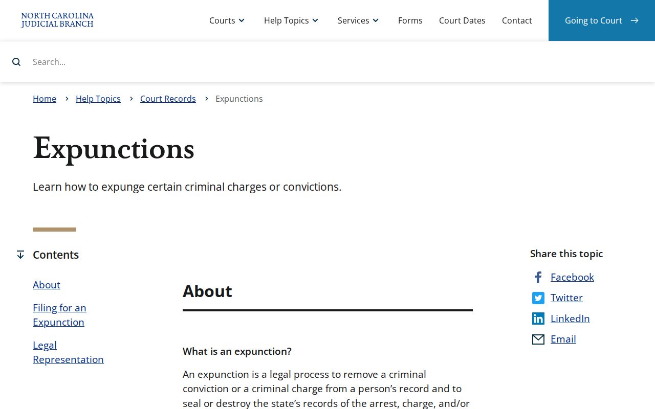 North Carolina expunction guidance for Lucama criminal records