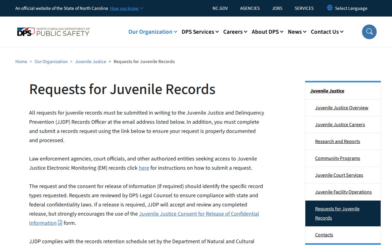 North Carolina juvenile record access rules for Lucama criminal history