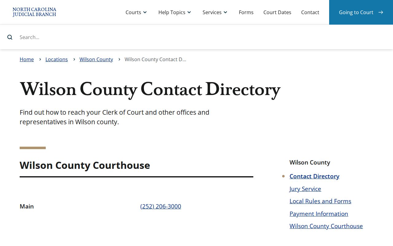 Wilson County criminal court contact directory