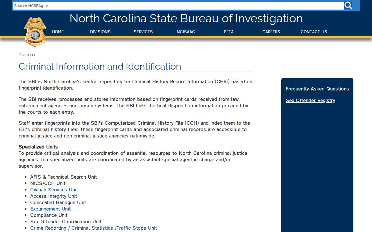 Wilson County criminal history SBI repository information