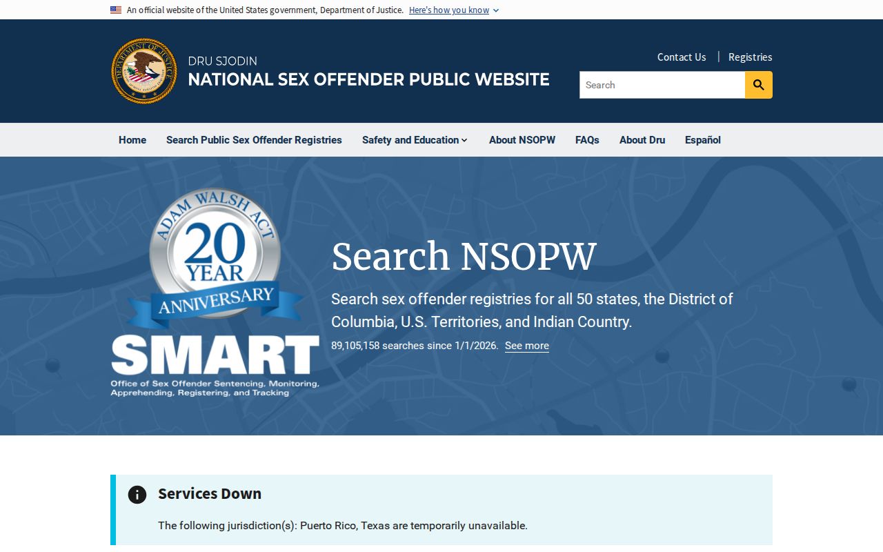 National search layer for a Wilson County sex offender check