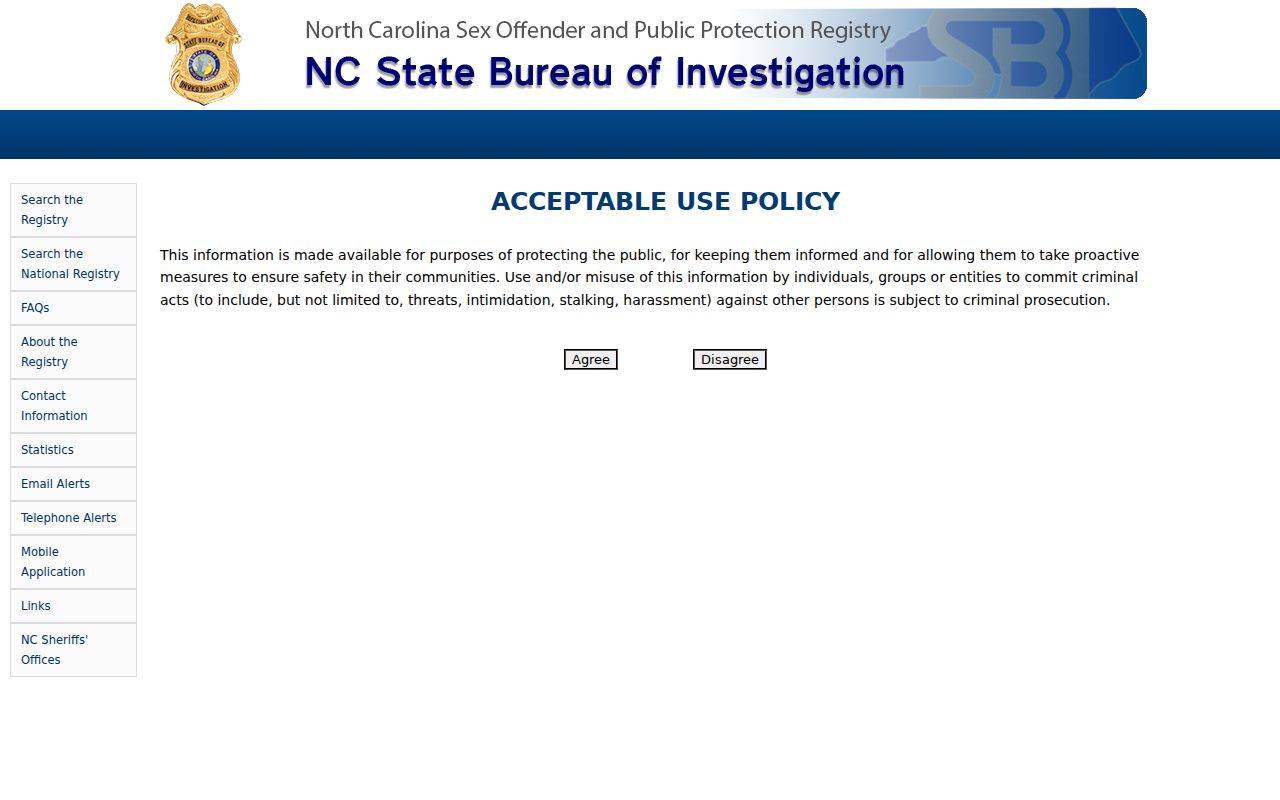 Wilson County sex offender check search form in the North Carolina registry